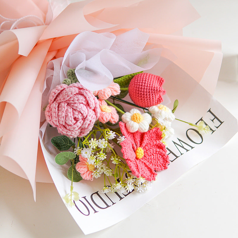 Ramo de Flores Tejidas a Crochet Hecho a Mano