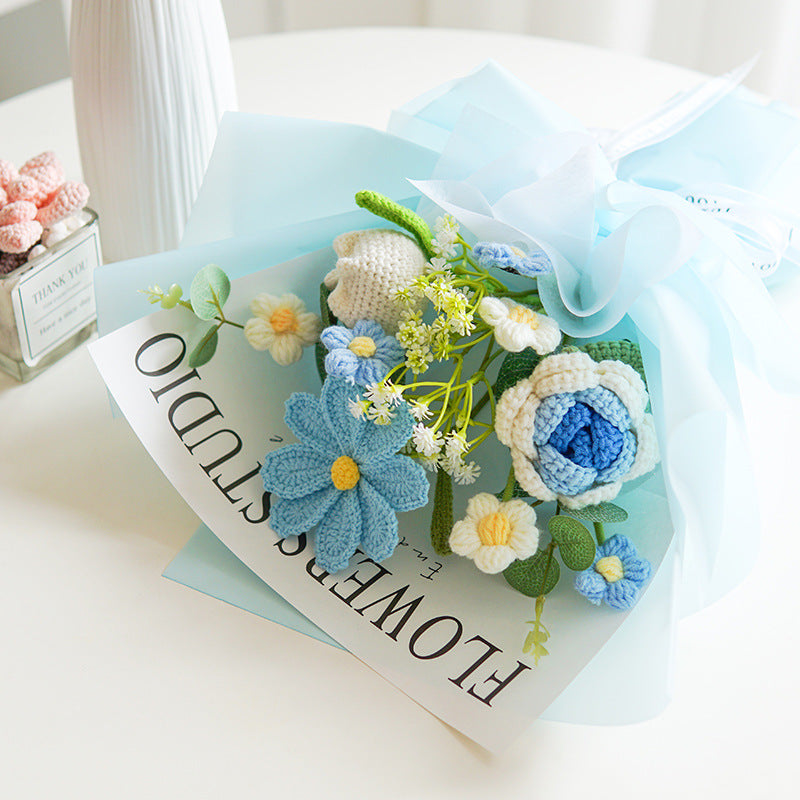 Ramo de Flores Tejidas a Crochet Hecho a Mano
