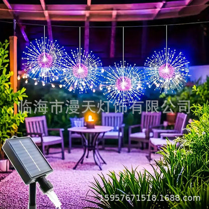 🔥Guirnalda de luces solares tipo fuegos artificiales para jardines y fiestas