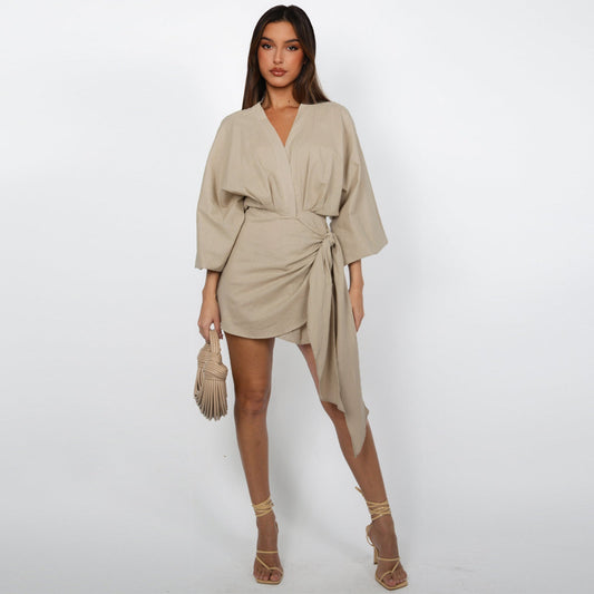 【MÁS VENDIDO】🔥1º en Trajes🔥 Escote cruzado que enmarca, lazo que define: el vestido que te entiende. 👗💫Para la mujer que sabe que la elegancia está en los detalles. ✨👗