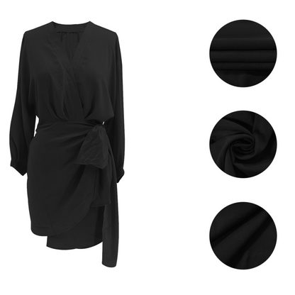 【MÁS VENDIDO】🔥1º en Trajes🔥 Escote cruzado que enmarca, lazo que define: el vestido que te entiende. 👗💫Para la mujer que sabe que la elegancia está en los detalles. ✨👗