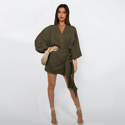 【MÁS VENDIDO】🔥1º en Trajes🔥 Escote cruzado que enmarca, lazo que define: el vestido que te entiende. 👗💫Para la mujer que sabe que la elegancia está en los detalles. ✨👗