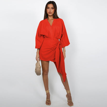 【MÁS VENDIDO】🔥1º en Trajes🔥 Escote cruzado que enmarca, lazo que define: el vestido que te entiende. 👗💫Para la mujer que sabe que la elegancia está en los detalles. ✨👗