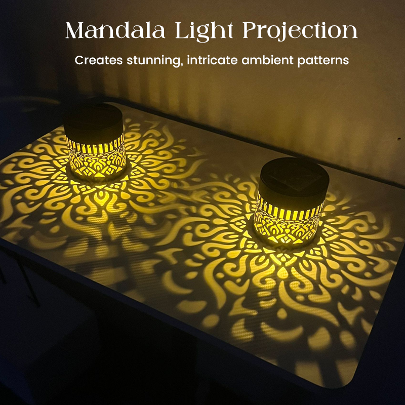 Luz proyector de mandala alimentada por energía solar