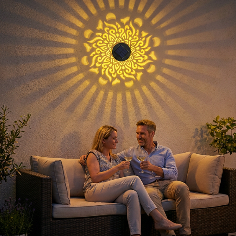Luz proyector de mandala alimentada por energía solar
