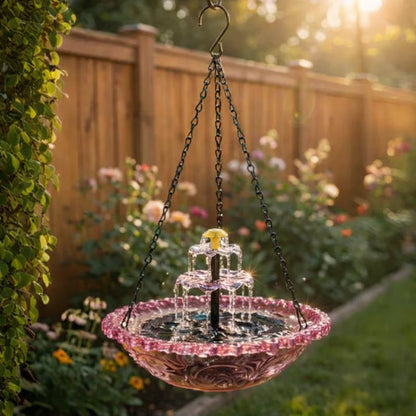 Fuente Solar Colgante para Pájaros con Cascada