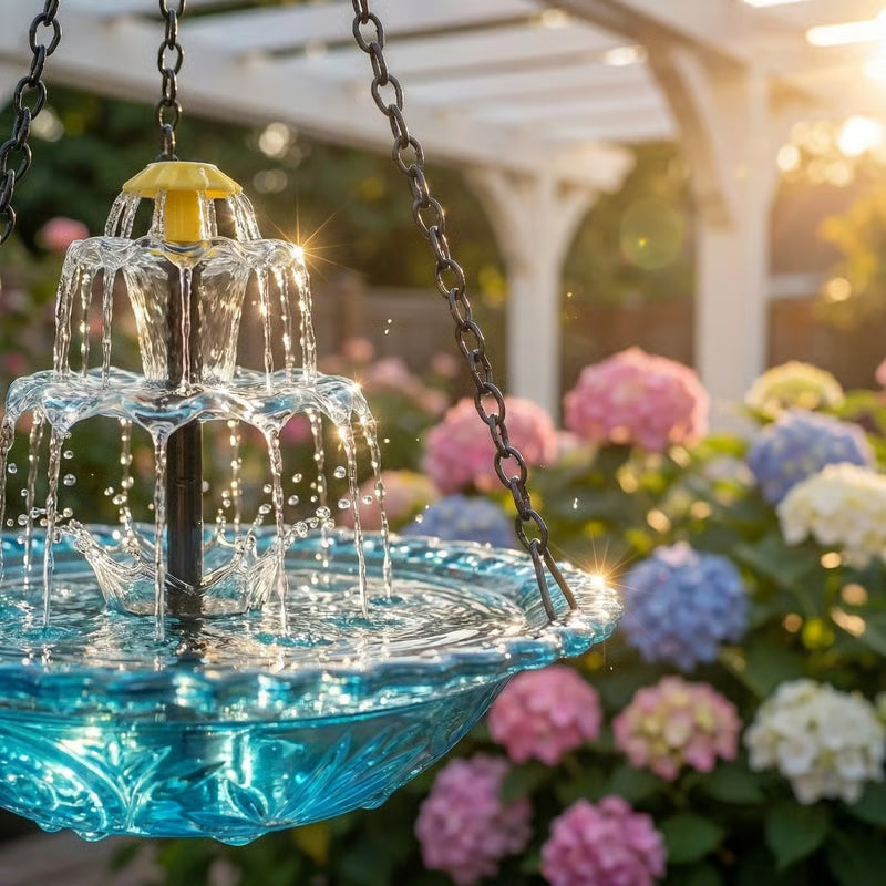 Fuente Solar Colgante para Pájaros con Cascada