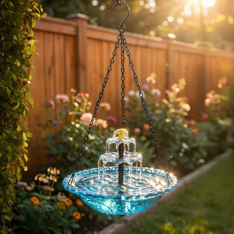 Fuente Solar Colgante para Pájaros con Cascada