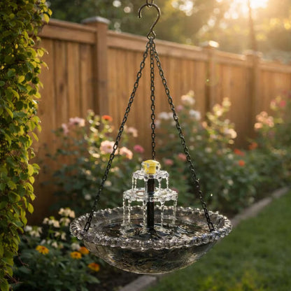 Fuente Solar Colgante para Pájaros con Cascada