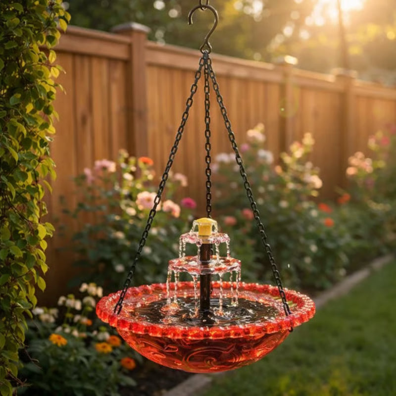 Fuente Solar Colgante para Pájaros con Cascada