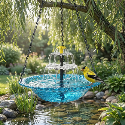 Fuente Solar Colgante para Pájaros con Cascada