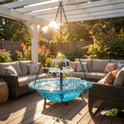 Fuente Solar Colgante para Pájaros con Cascada
