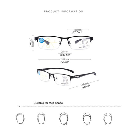 Titanio Gafas de Lectura Multifocal Fotocromáticas Progresivas Doble Luz Antiazul