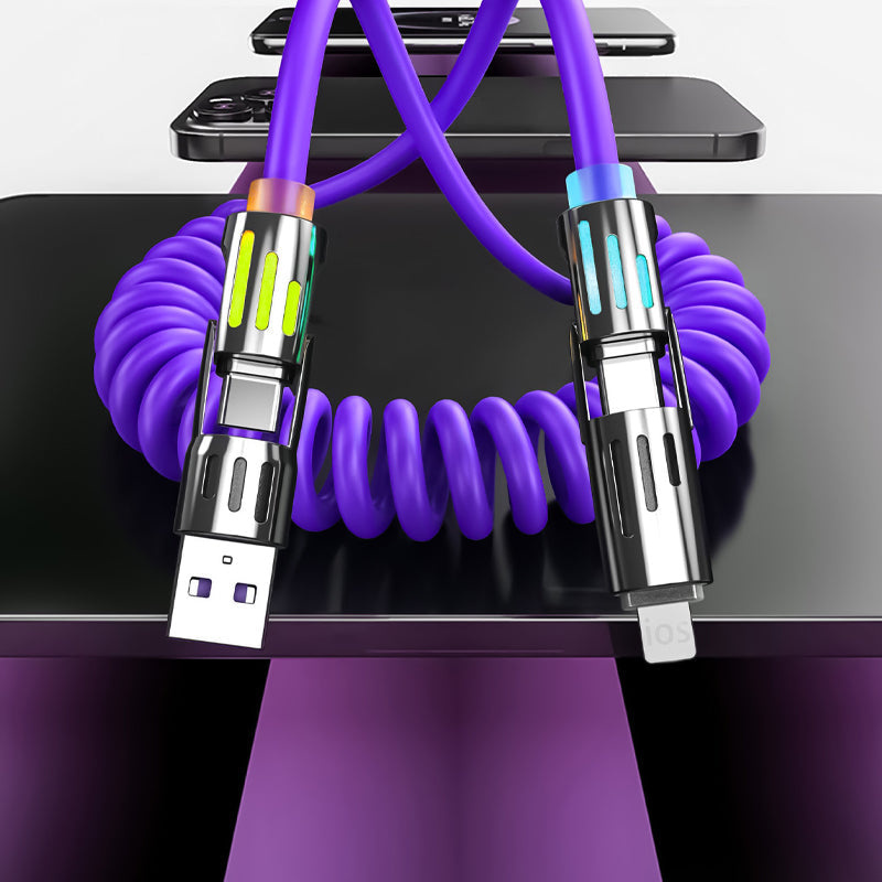 Cable de Carga Retráctil 4 en 1 Compacto para Auto