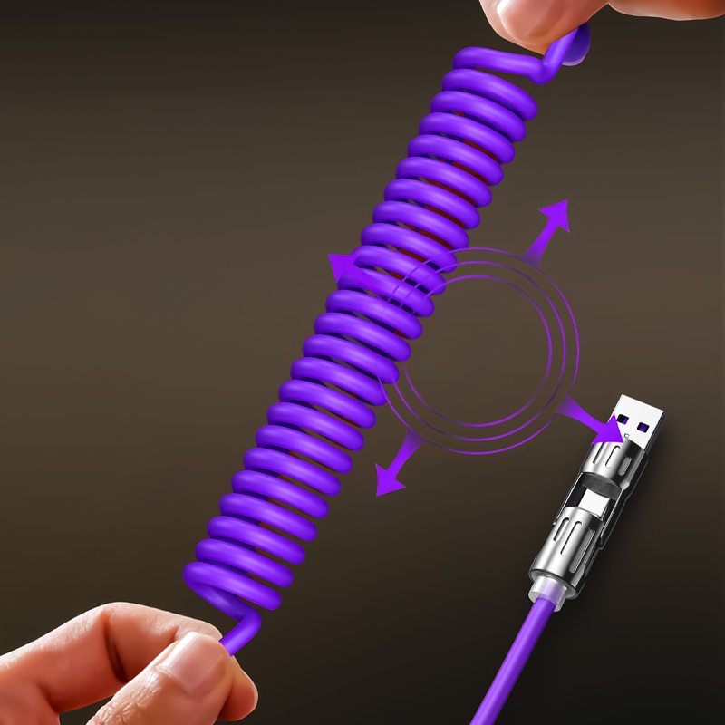 Cable de Carga Retráctil 4 en 1 Compacto para Auto