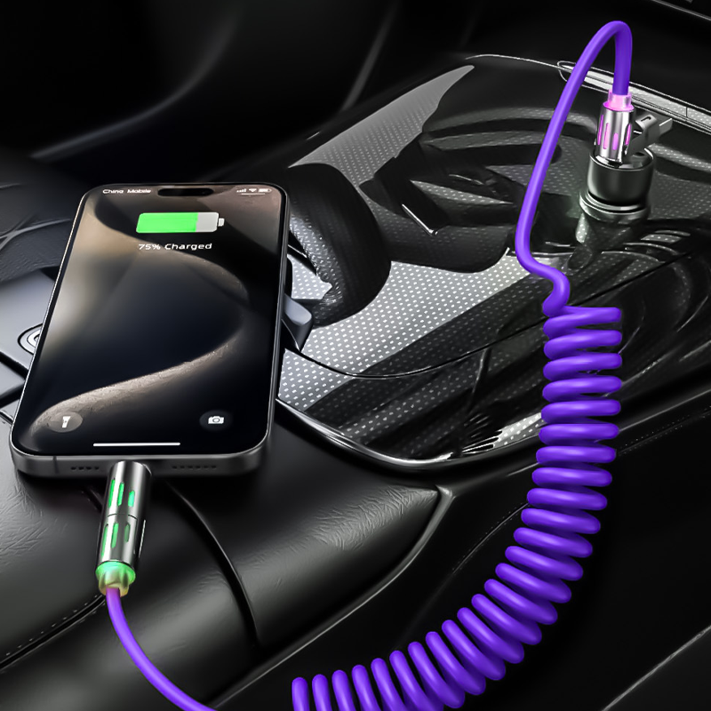 Cable de Carga Retráctil 4 en 1 Compacto para Auto