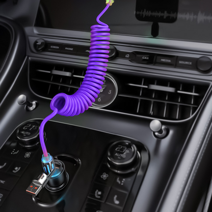 Cable de Carga Retráctil 4 en 1 Compacto para Auto