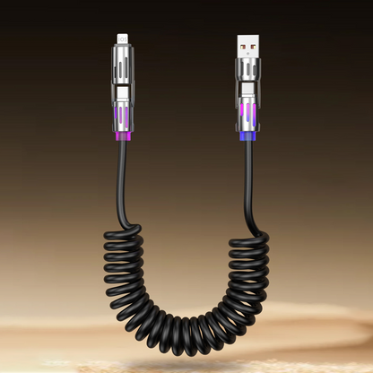 Cable de Carga Retráctil 4 en 1 Compacto para Auto