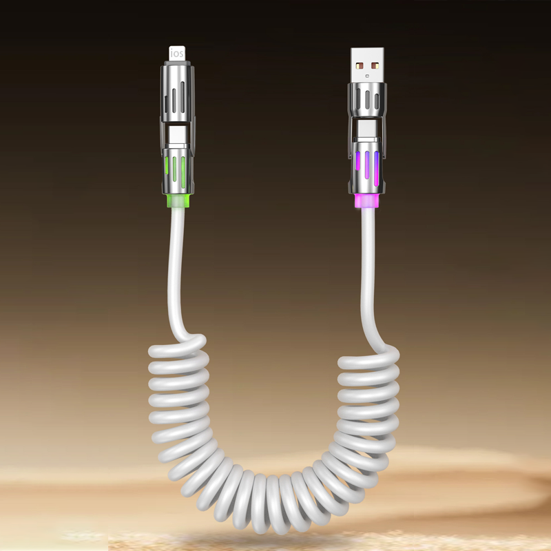 Cable de Carga Retráctil 4 en 1 Compacto para Auto