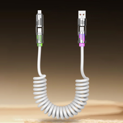 Cable de Carga Retráctil 4 en 1 Compacto para Auto