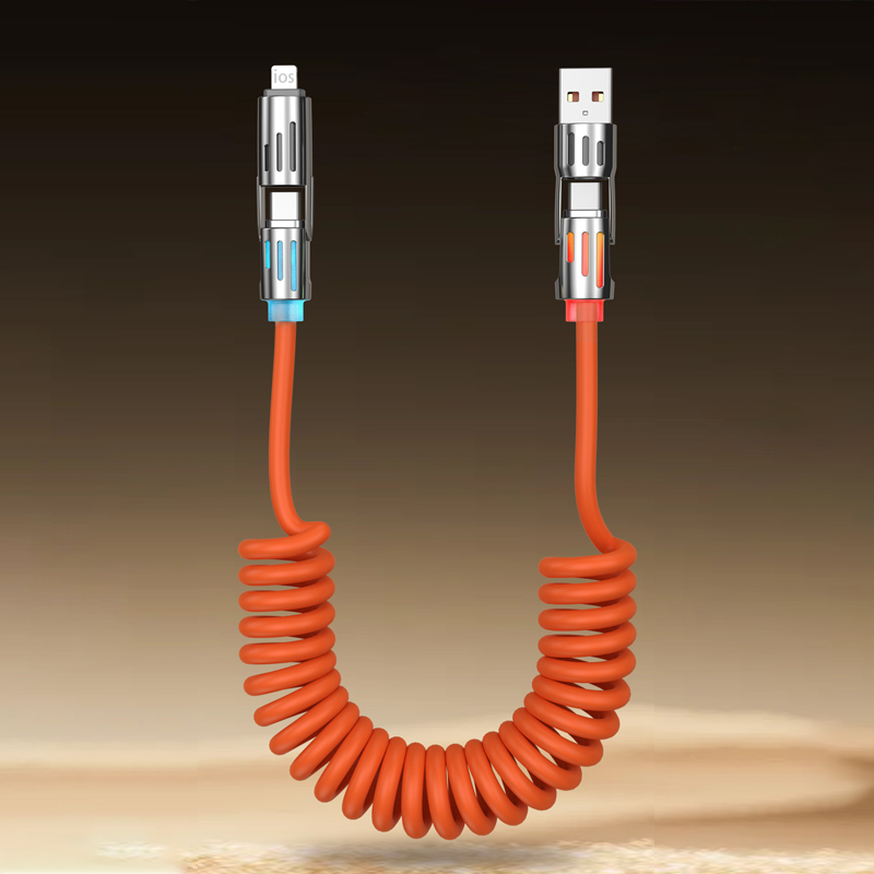 Cable de Carga Retráctil 4 en 1 Compacto para Auto