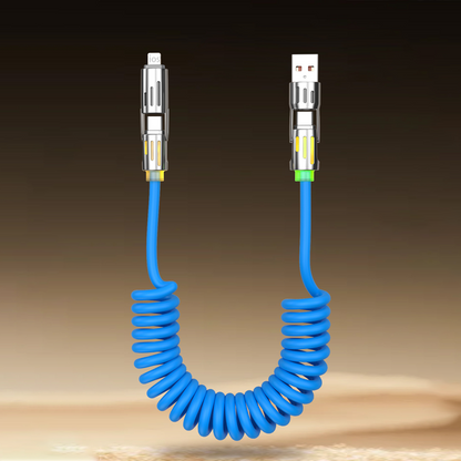 Cable de Carga Retráctil 4 en 1 Compacto para Auto
