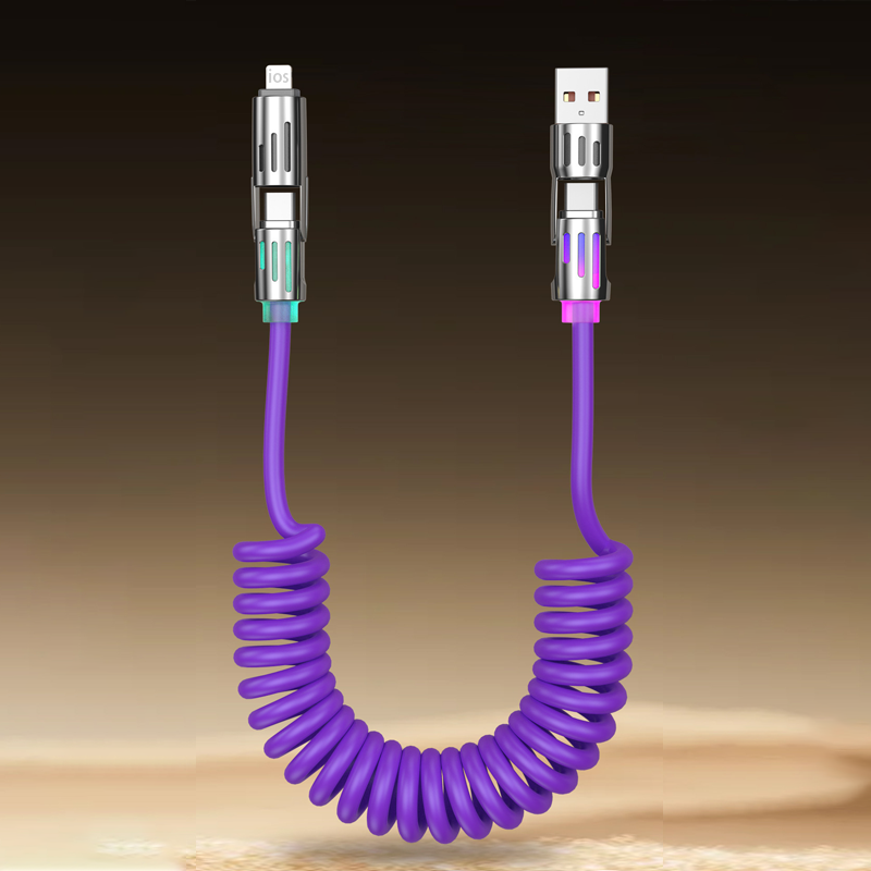 Cable de Carga Retráctil 4 en 1 Compacto para Auto