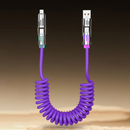Cable de Carga Retráctil 4 en 1 Compacto para Auto