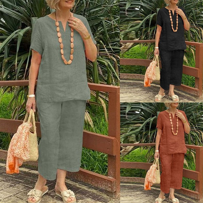 Conjunto Casual para Dama de 2 Piezas: Blusa y Pantalón Cómodo