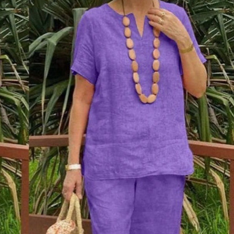 Conjunto Casual para Dama de 2 Piezas: Blusa y Pantalón Cómodo