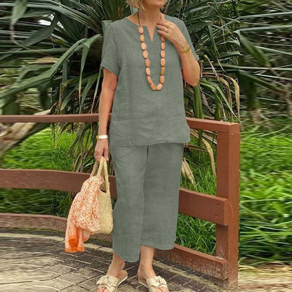 Conjunto Casual para Dama de 2 Piezas: Blusa y Pantalón Cómodo