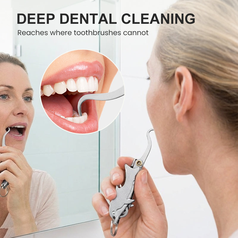 Herramienta Plegable de Acero Inoxidable 4 en 1 para Palillo de Dientes