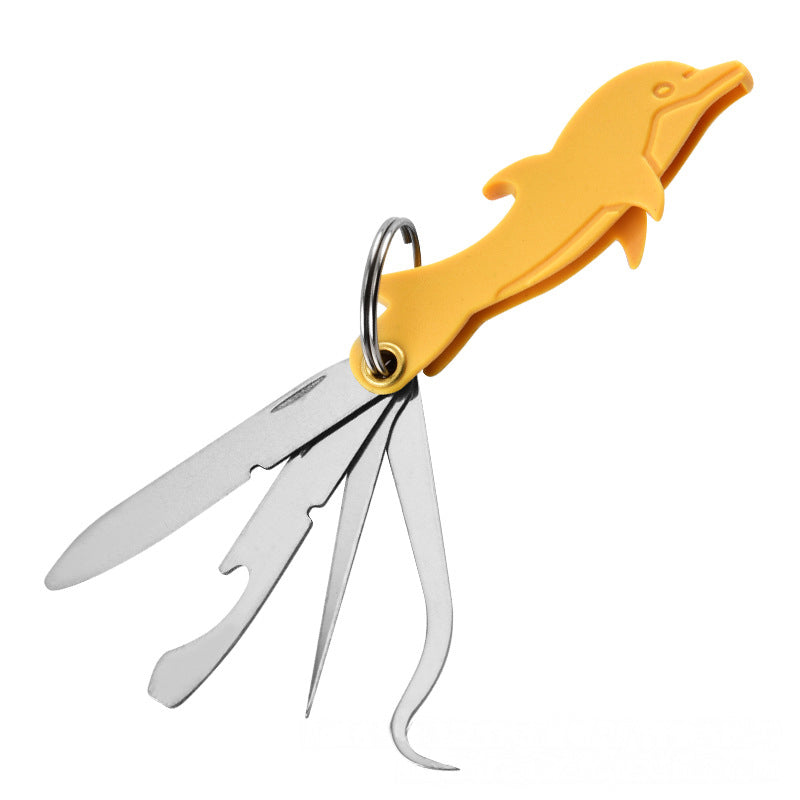 Herramienta Plegable de Acero Inoxidable 4 en 1 para Palillo de Dientes