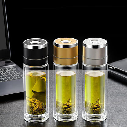 🎁【Un regalo para un querido amigo】🥰Botella de té aislante de vidrio de doble pared🍶
