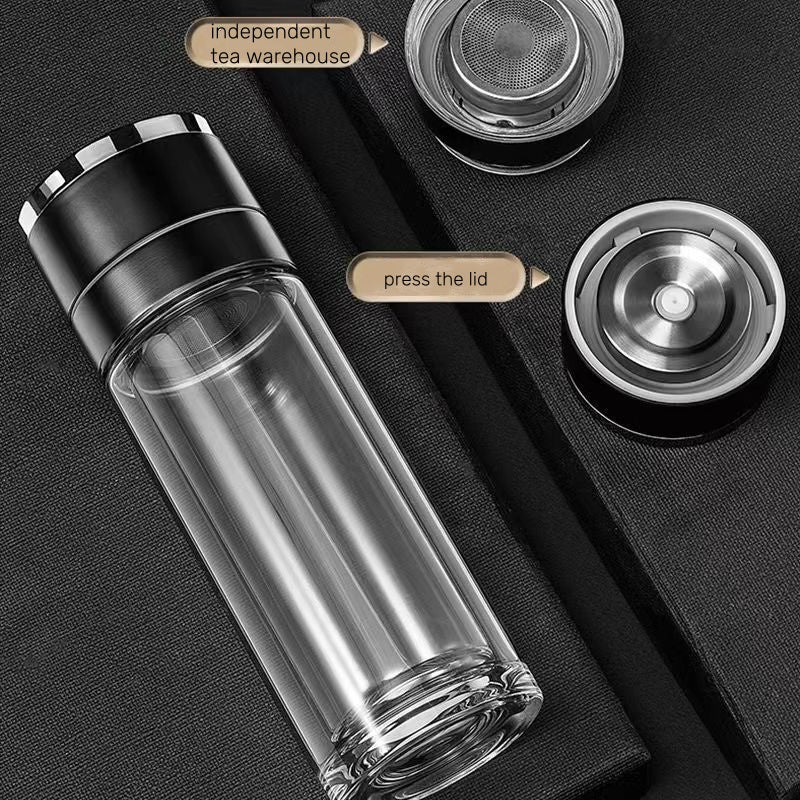 🎁【Un regalo para un querido amigo】🥰Botella de té aislante de vidrio de doble pared🍶