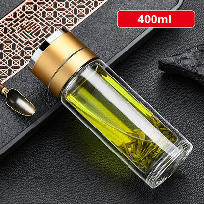 🎁【Un regalo para un querido amigo】🥰Botella de té aislante de vidrio de doble pared🍶