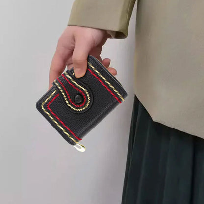 Cartera corta para mujer con cremallera y bolsillo multitarjetas