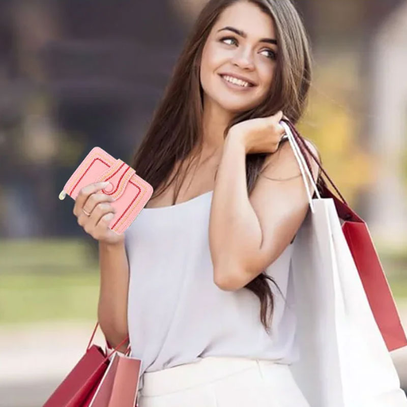Cartera corta para mujer con cremallera y bolsillo multitarjetas
