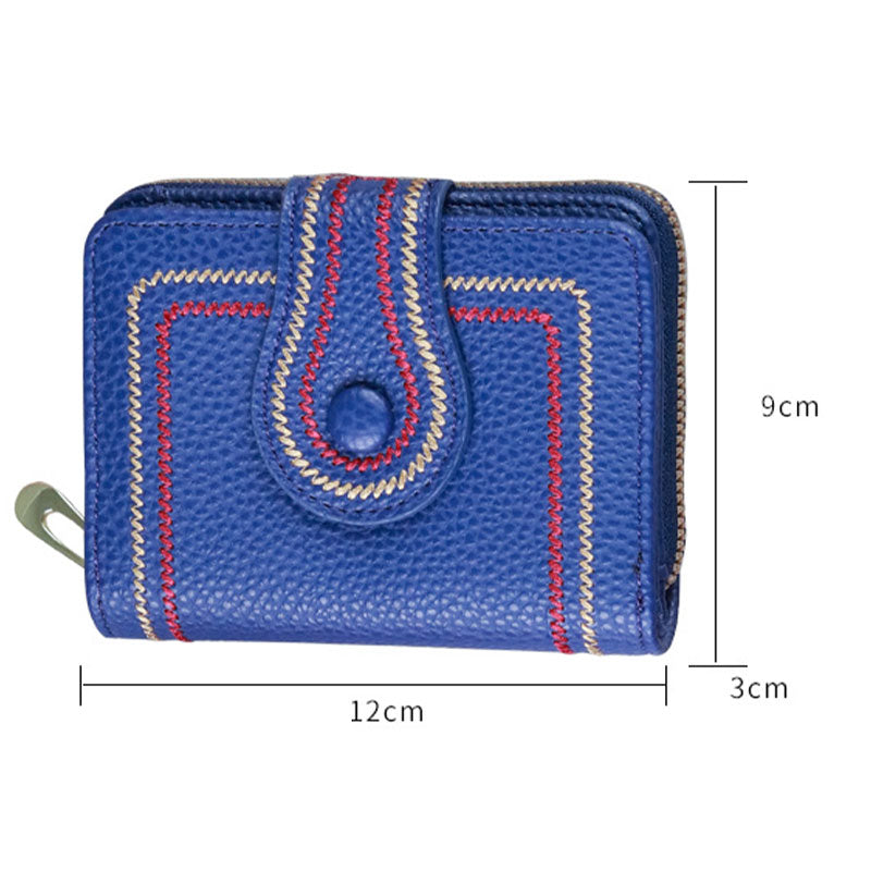 Cartera corta para mujer con cremallera y bolsillo multitarjetas