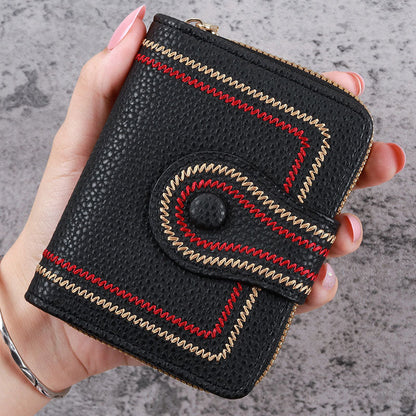 Cartera corta para mujer con cremallera y bolsillo multitarjetas