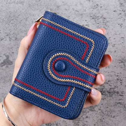 Cartera corta para mujer con cremallera y bolsillo multitarjetas