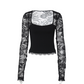 Top de Mujer con Cuello Cuadrado y Mangas de Encaje