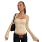 Top de Mujer con Cuello Cuadrado y Mangas de Encaje