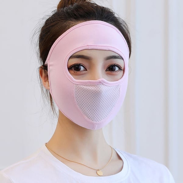 Mascarilla Facial Completa Transpirable de Seda de Hielo con Protector Solar para Cuello Largo