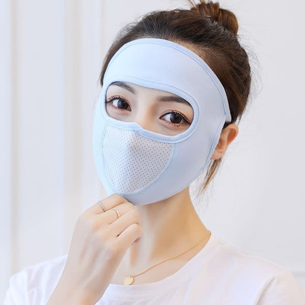 Mascarilla Facial Completa Transpirable de Seda de Hielo con Protector Solar para Cuello Largo