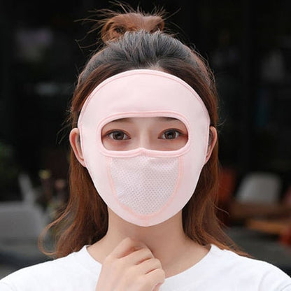 Mascarilla Facial Completa Transpirable de Seda de Hielo con Protector Solar para Cuello Largo