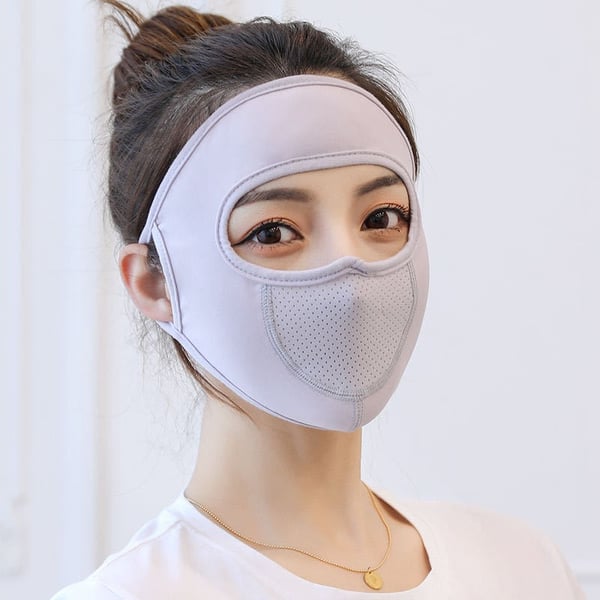 Mascarilla Facial Completa Transpirable de Seda de Hielo con Protector Solar para Cuello Largo