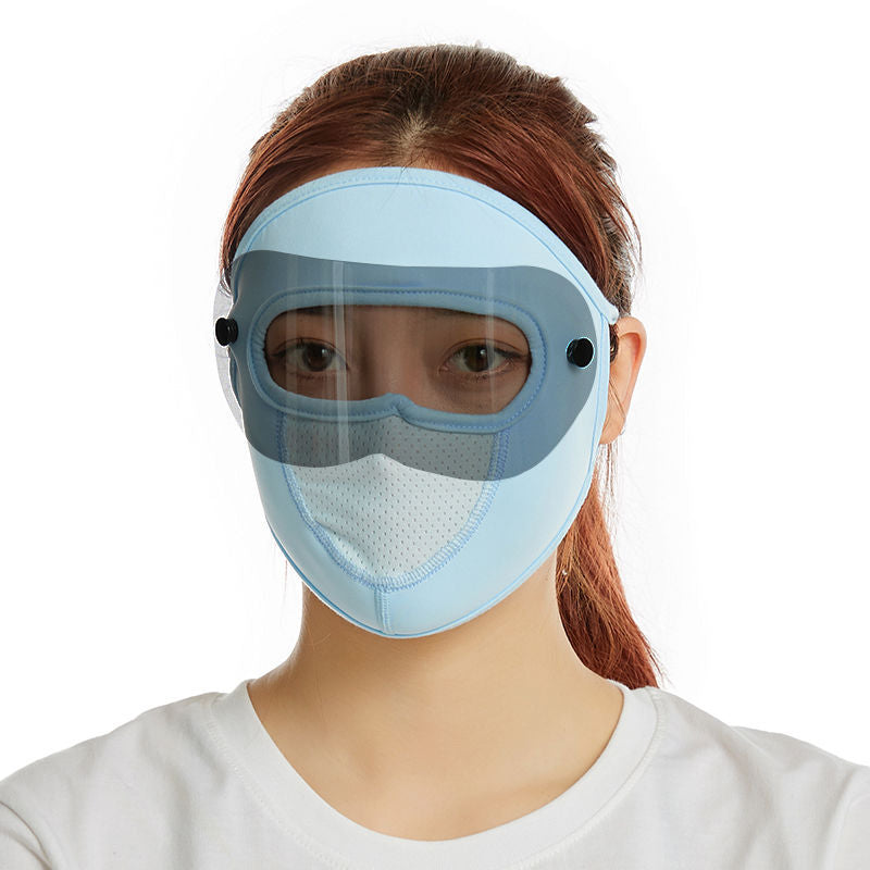 Mascarilla Facial Completa Transpirable de Seda de Hielo con Protector Solar para Cuello Largo