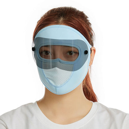 Mascarilla Facial Completa Transpirable de Seda de Hielo con Protector Solar para Cuello Largo