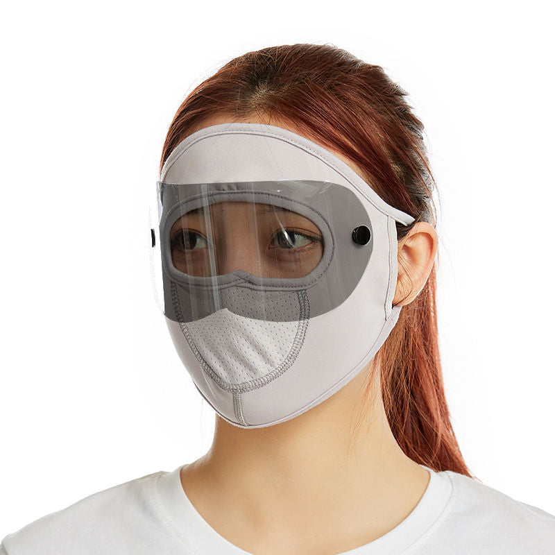 Mascarilla Facial Completa Transpirable de Seda de Hielo con Protector Solar para Cuello Largo